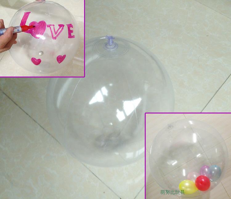 No print PVC inflatable ball transparent beach ball full transparent graffiti hand painted DIY ball decorated with big inflatable ball-Taobao