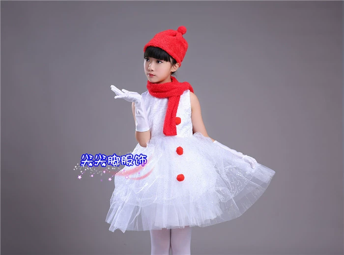 Ngày đầu năm mới Giáng sinh Trang phục búp bê tuyết mới Trang phục biểu diễn tuyết cho trẻ em Cô bé quàng khăn đỏ Người tuyết trẻ nhỏ Quần áo trẻ em - Trang phục