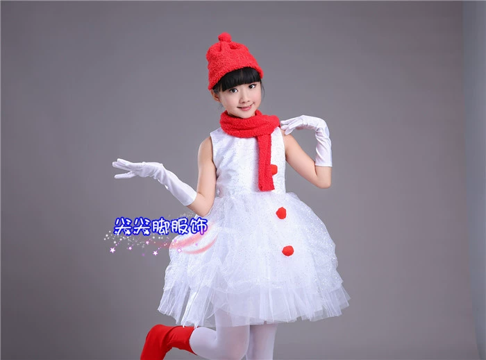 Ngày đầu năm mới Giáng sinh Trang phục búp bê tuyết mới Trang phục biểu diễn tuyết cho trẻ em Cô bé quàng khăn đỏ Người tuyết trẻ nhỏ Quần áo trẻ em - Trang phục