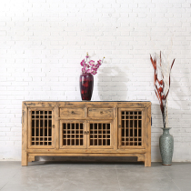 Chinese TV cabinet retro furniture New Chinese cabinet solid wood locker short cabinet antique side cabinet log pine wood