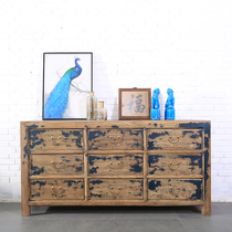 Retro cabinet solid wood locker Chinese porch cabinet New Chinese cabinet middle ancient sideboard cabinet old multi-drawer cabinet