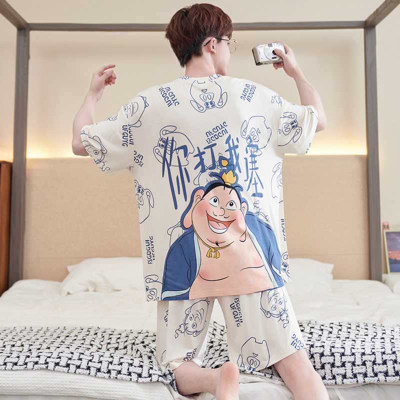 Men's Pajamas 2026 New Summer Modal Short-Sleeve Thin Ice Silk Set for Teenagers and Middle School Students