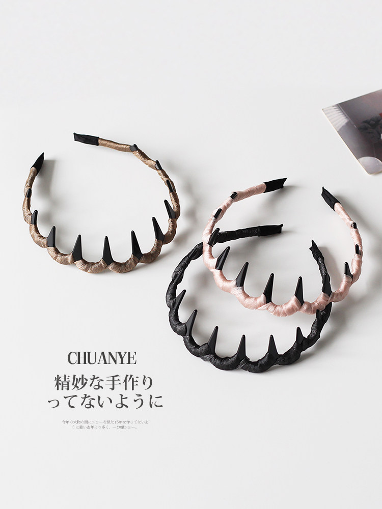 Kawano pink non-slip toothed hair hoop for women with high skull headband showing small face, washing face and breaking hair, organizing artifact