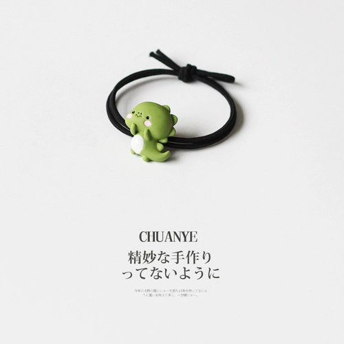 Зеленый динозавр, милая высокая эластичная прочная резинка для волос, популярно в интернете