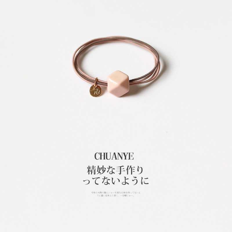 Korean head rope female creative geometric candy color head tie rubber band net red temperament high elastic hair tie hair ring headdress female