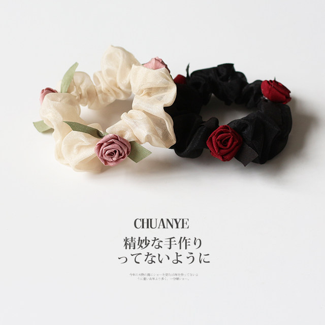 Kawano rose large intestine hair ring internet celebrity head flower new temperament hair rope simple rubber band women's headband hair accessories