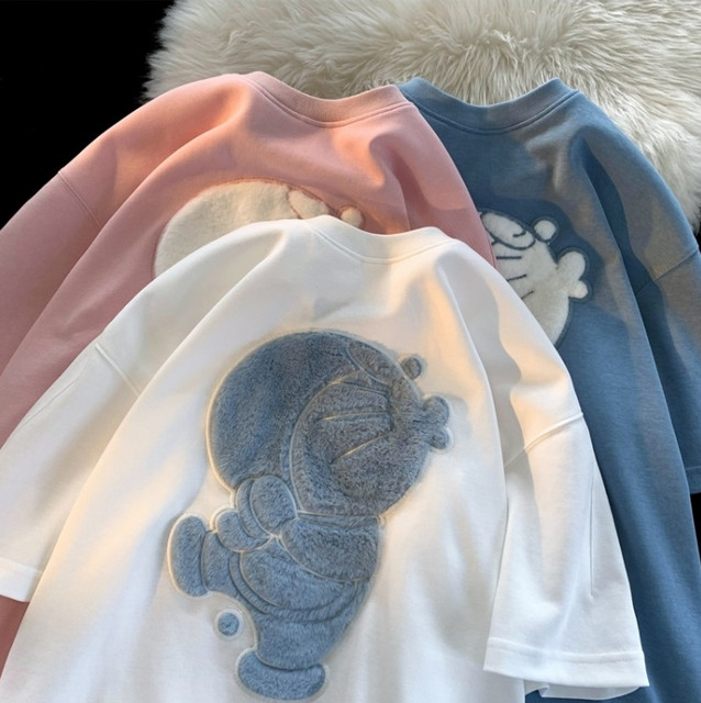 Pure cotton cartoon pink flocking summer cartoon short sleeves