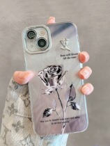 Apply Apple 14 15promax mobile phone shell fainting plume rose iPhone13 12 anti-fall