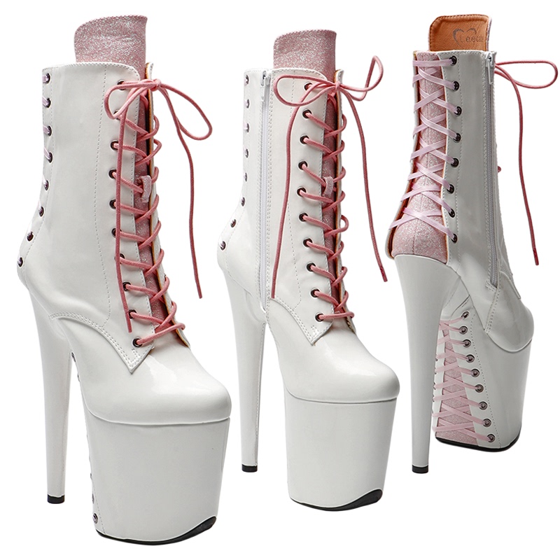 Leecabe New 8inch European and American High-Heeled Shoes, Sexy Pole Dance High-Heeled Boots, 20cm Internet Celebrity Hot-Selling Patent Leather 3Bs