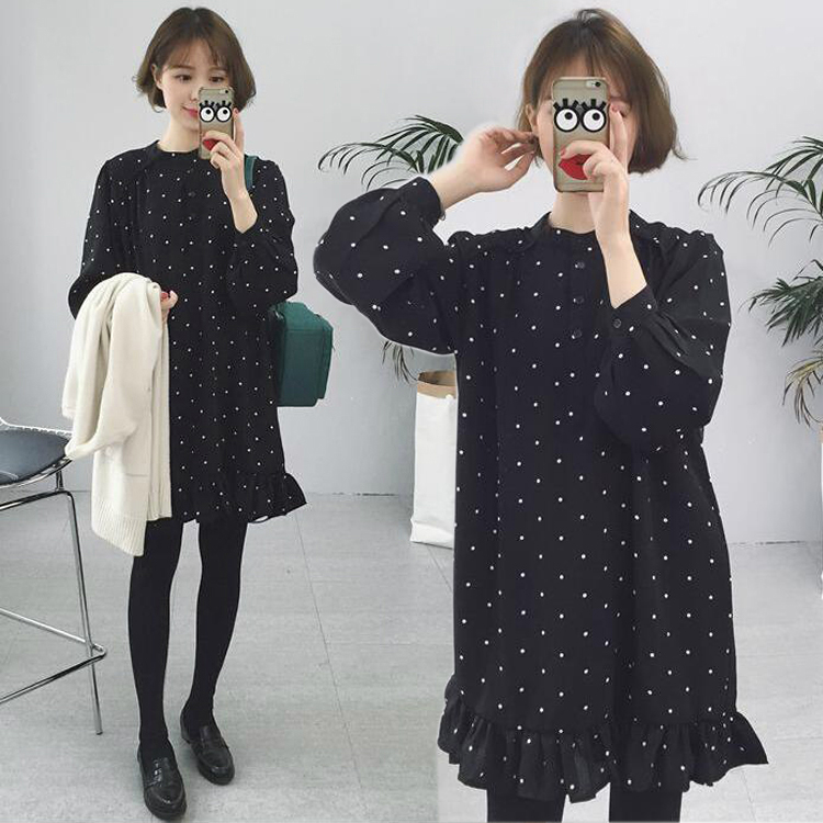 2021 New Maternity Autumn Dress, Fashion Fashion, Trendy Mom, Long Sleeve Shirt Skirt, Korean Version, Loose Mid Length Top