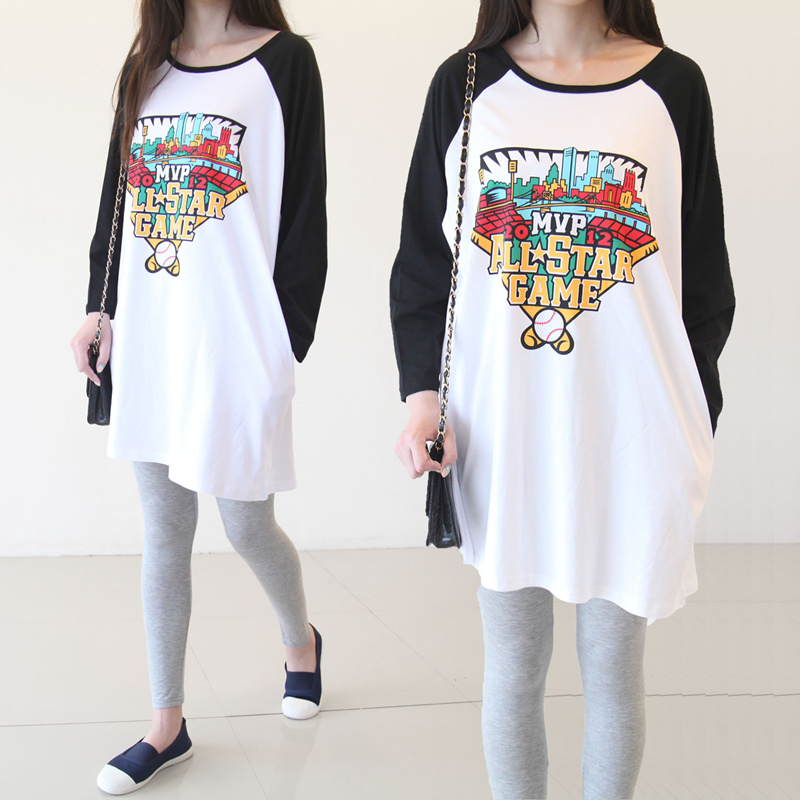 Fashion trendy mother dress mid-length 2021 summer new cotton mosaic maternity skirt pregnancy loose top