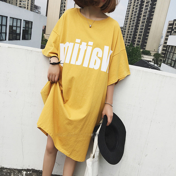 Large size pregnant woman T-shirt 2021 summer dress new pregnancy pure cotton short sleeve blouse letter printed foreign dress