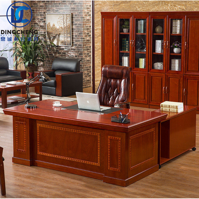 Nanning Dingcheng office furniture solid wood leather paint president desk executive desk manager big boss desk executive desk tables and chairs