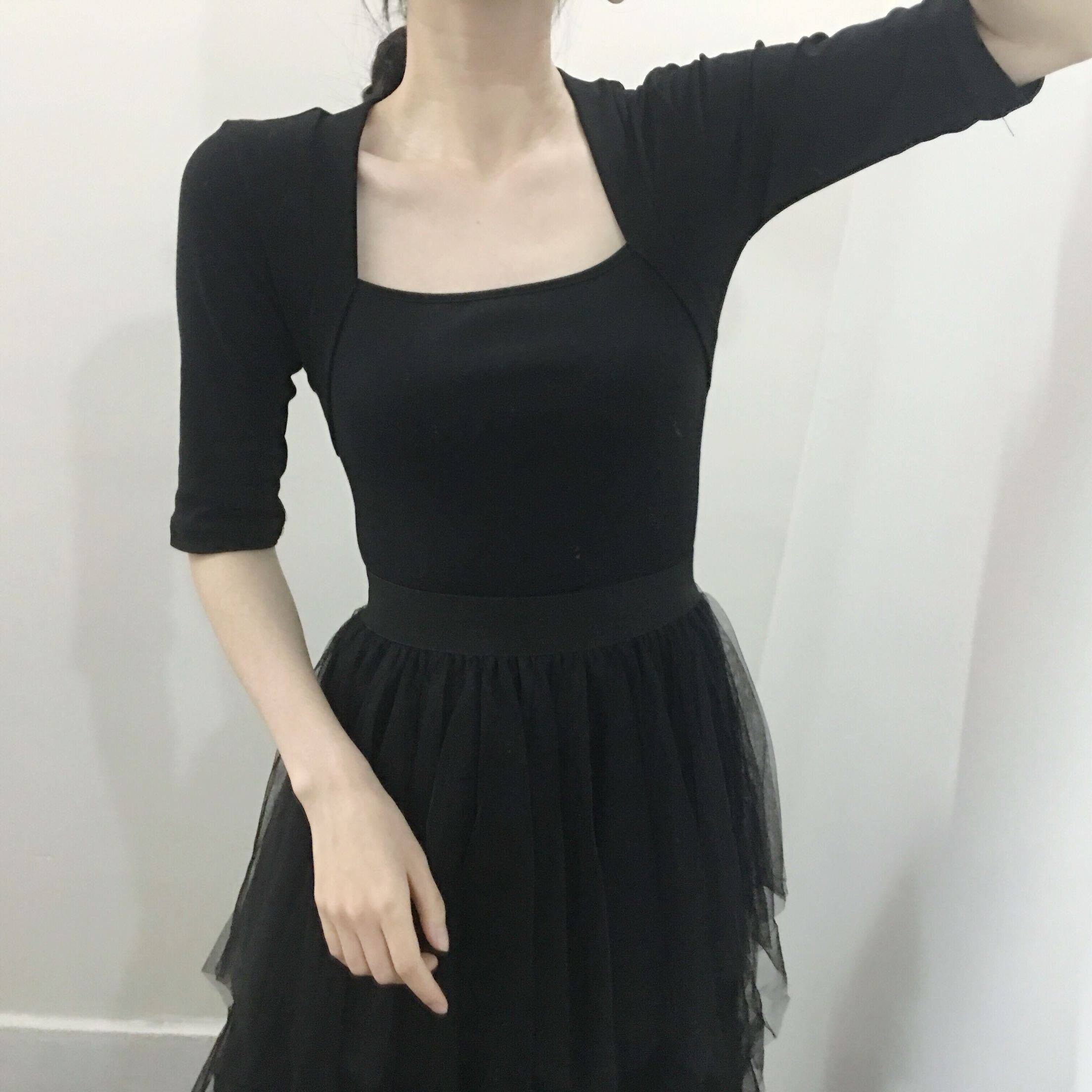 Undershirt square collar Long sleeves Jazz Han version Performance suit National Herwind Dance Suit Teacher Special Teacher Autumn Winter