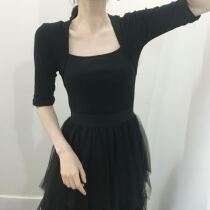 Undershirt square collar Long sleeves Jazz Han version Performance suit National Herwind Dance Suit Teacher Special Teacher Autumn Winter