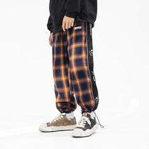 NOAY Hong Kong style INS Tide brand loose Joker Plaid casual pants mens autumn trend Joker straight leg pants