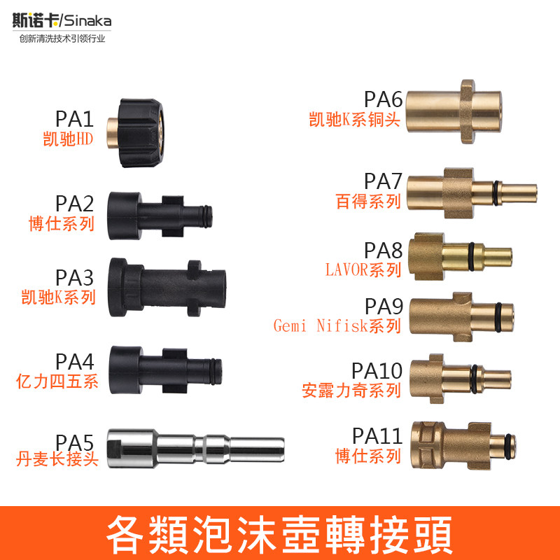 High pressure foam pot adapter Kai Chi 100 million Liavor and other Taizhou pa pot Interface washing machine accessories