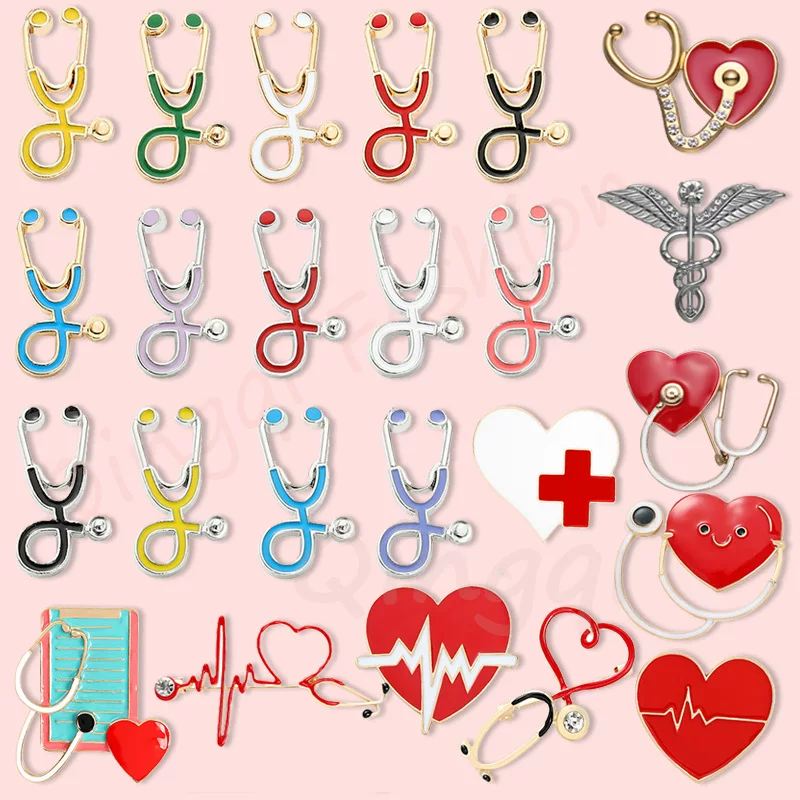 Creative equipment, stethoscope, brooch, pin, metal badge, doctor uniform, Birthday gift