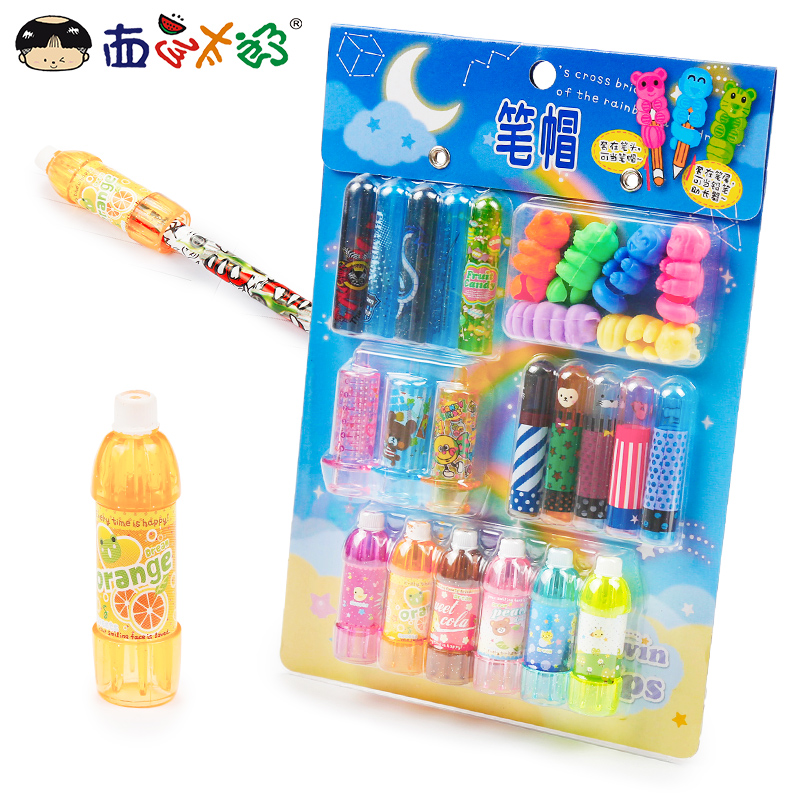 Watermelon Taro cartoon pencil case Pencil cap Pencil protective case Grip pen extender Protective cap set Pencil cover Pencil fueller set Children's birthday gift Elementary school student prize