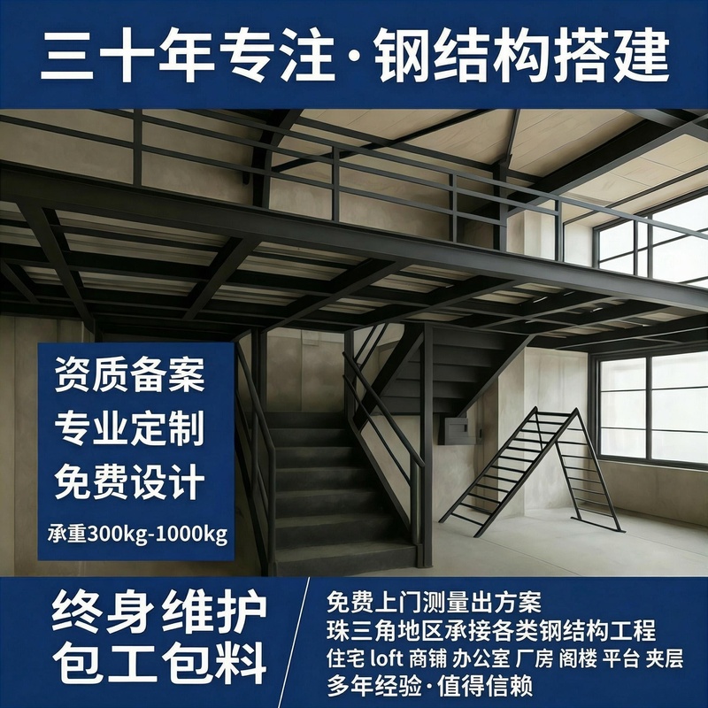 Foshan, Guangzhou, Zhongshan, Dongguan Steel Structure Loft Construction Apartment Partition Two-Story Factory Office Platform Stairs Foshan, Guangzhou, Zhongshan, Dongguan Steel Structure Loft Construction Apartment Partition Two-Story Factory Office Platform Stairs