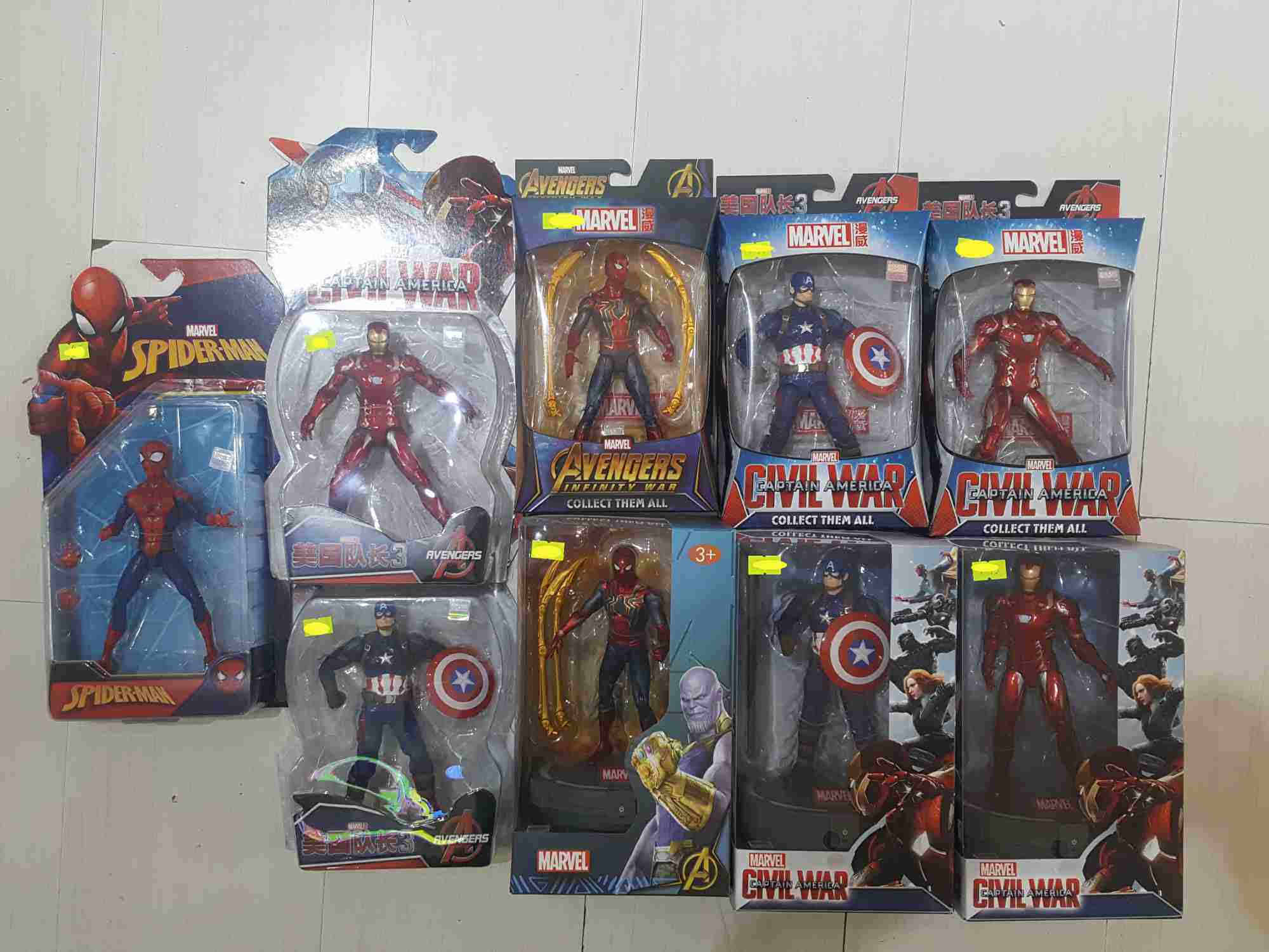 The Avengers USA Captain America 3 Iron Man Spiderman Black Panther Eye movable Man Puppet Model Toys