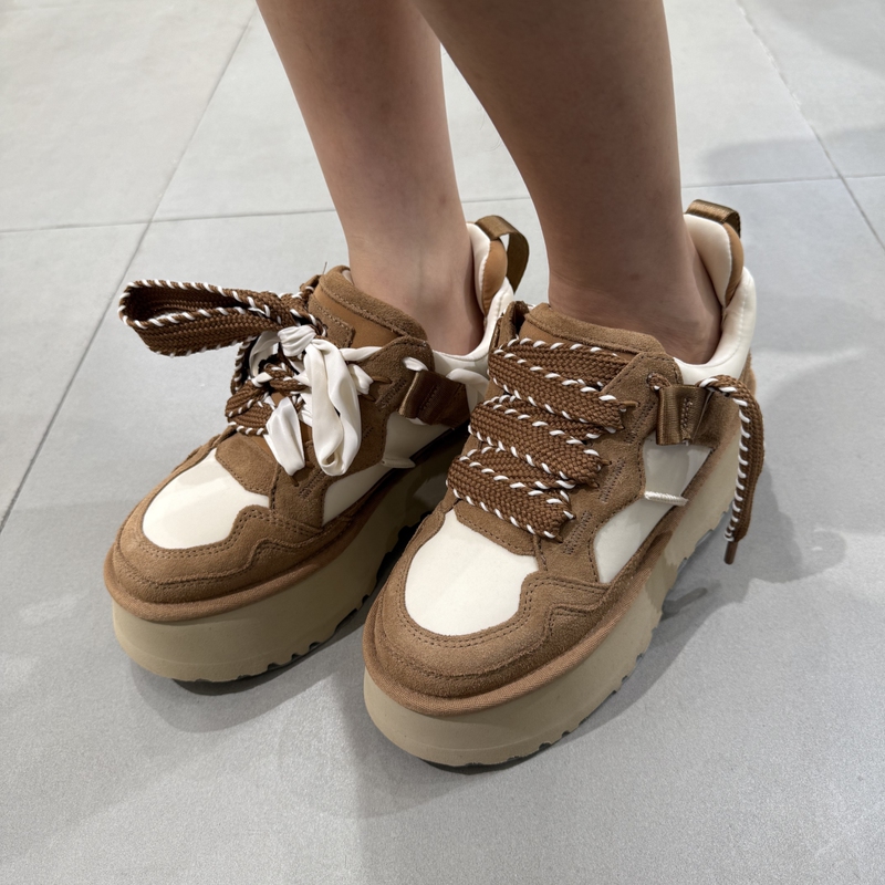 Authentic Ugg Autumn New Women's Color-Blocked Thick-Soled Double-Lace Low-Top Round-Toe Casual Shoes 1171541
