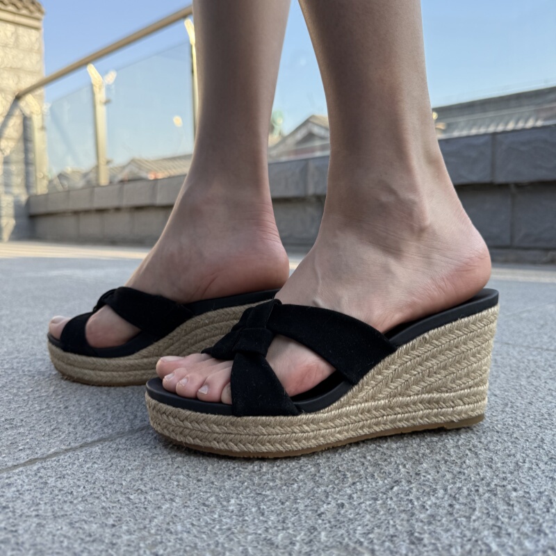 Authentic Ugg Summer Women's Wedge Cross-Strap Sandals, Ultra-Light Straw Woven Country Style 1146910 Authentic Ugg Summer Women's Wedge Cross-Strap Sandals, Ultra-Light Straw Woven Country Style 1146910