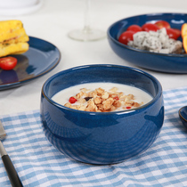 Yuquan Japanese rice dishes plate fruit bowl single ceramic tableware personality blue soup bowl taste plate combination