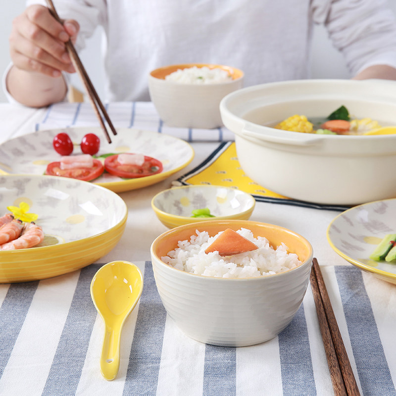 Yuquan Sloping Yang Date Dish Cutlery Cutlery Sets Chinese Ceramic Bowl Pan Glaze Lower Color Minimalist Home Plate 28 Head