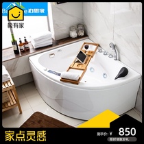 Triangle fan-shaped bathtub Acrylic free-standing skirt bathtub Luxury massage bathtub Constant temperature heated bath