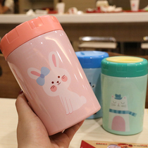 Cute cartoon student adult portable lunch box 304 stainless steel insulation lunch box stewing bucket smoldering soup pot