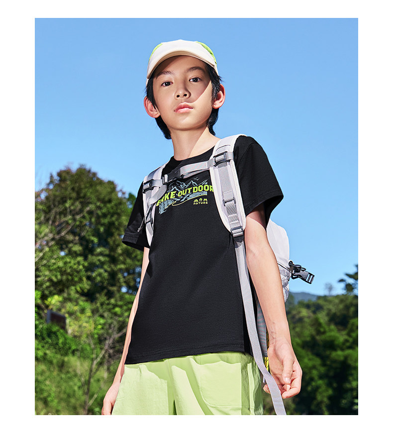鸿星尔克童装儿童短袖T恤夏季男童长袖速干衣女童运动中大童夏装 — 63