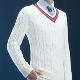 Eabri / Yibo retro phong cách áo len cricket len ​​nguyên chất - Áo len cổ tròn