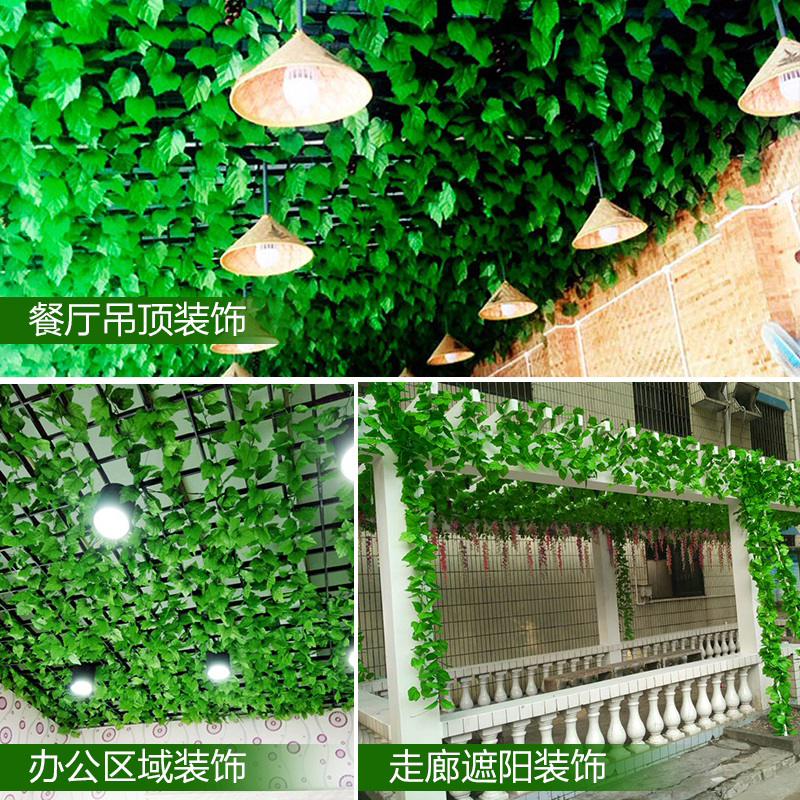 Simulation Grape Leaf Leaves Decorative Cane Hanging Ceiling