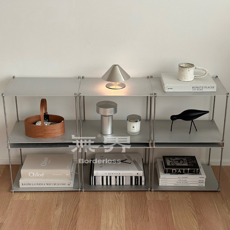 Unbounded Original Thickened 3mm Stainless Steel Multi-Layer Modular Storage Rack Living Room Display Rack Bookshelf Tv Cabinet