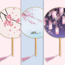 Tuan fan craft court Chinese style Hanfu folding fan retro ancient wooden handle round dance fan classical female fan Palace fan