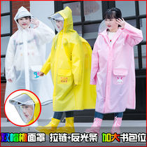 Junior high school children male and female students waterproof children with poncho raincoat schoolbag environmental protection
