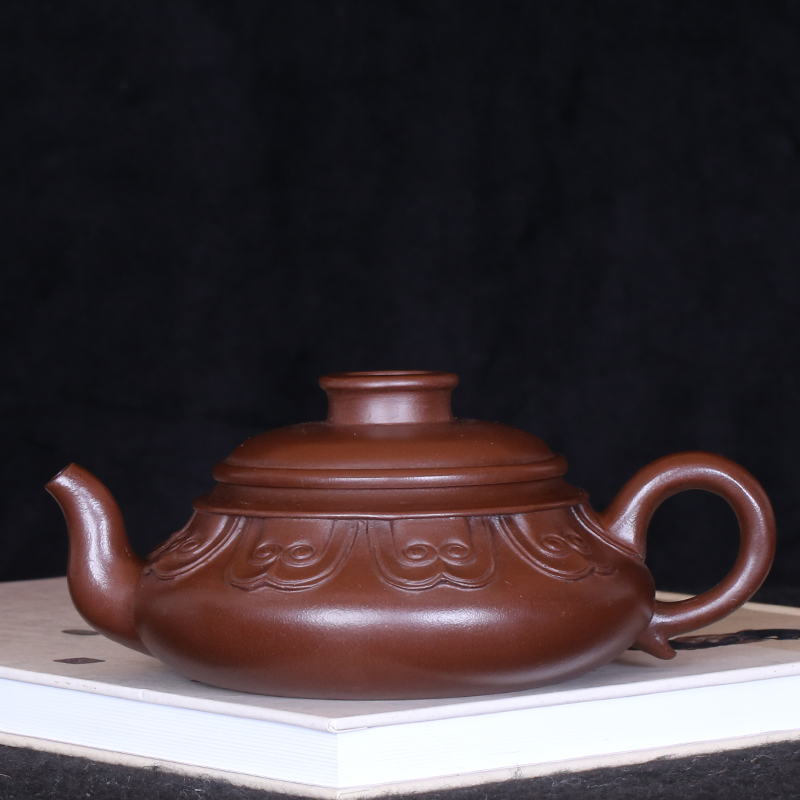 Taiwanese returning old purple clay pot, famous master, Cheng Shouzhen in the Republic of China, hand-made dwarf lotus pot