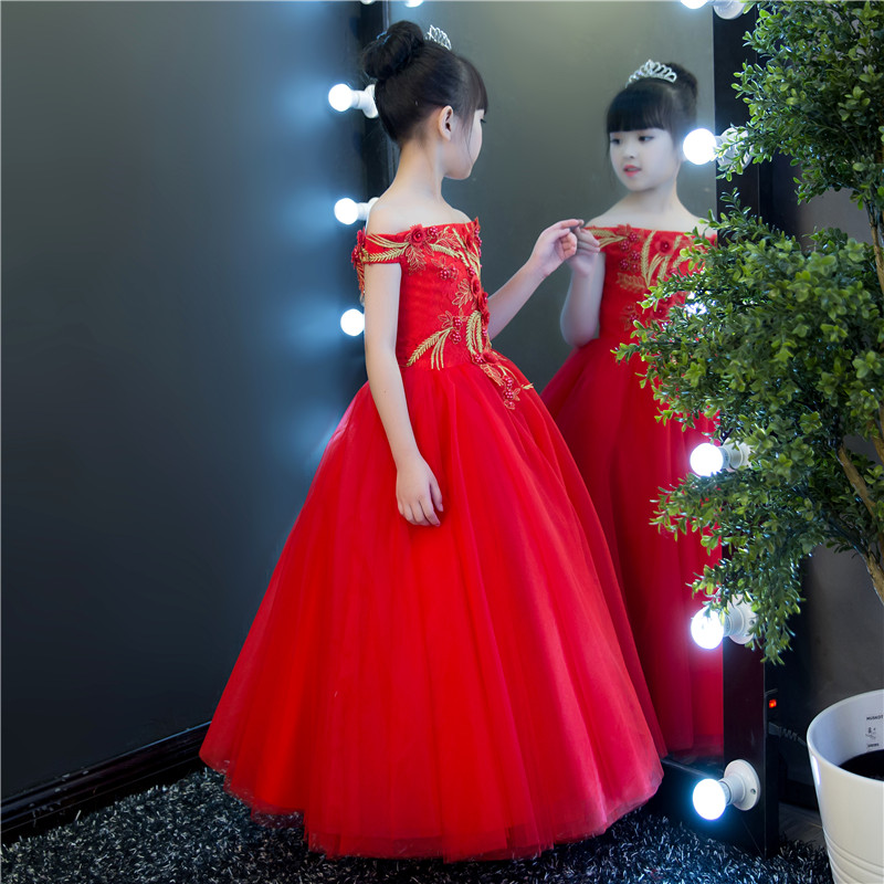 Công chúa váy cô gái đám cưới fluffy cô gái từ vai ăn mặc con máy chủ đàn piano trang phục hoa cô gái ăn mặc set vest 3 món cực chất cho bé trai