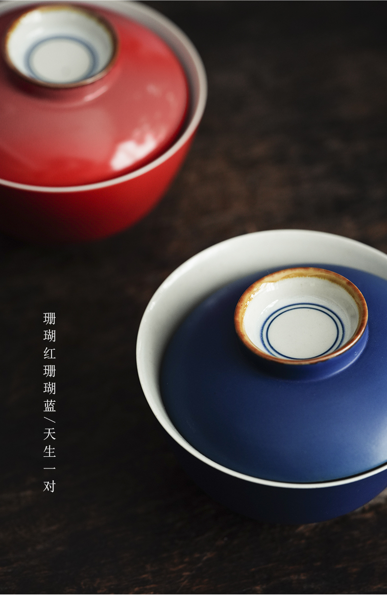 Coral red cloud art of jingdezhen checking out traditional ceramic tureen three to make tea bowl kung fu tea set