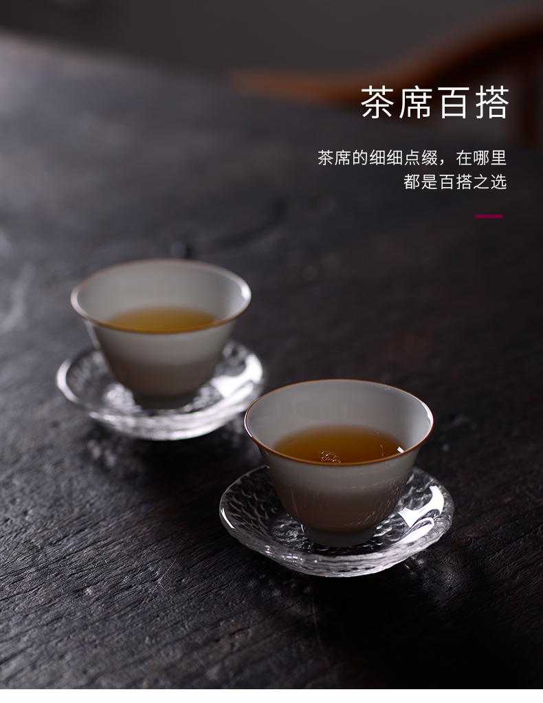 Cloud art of jingdezhen manual thickening Japanese coasters saucer transparent insulating mat cup tea taking with zero