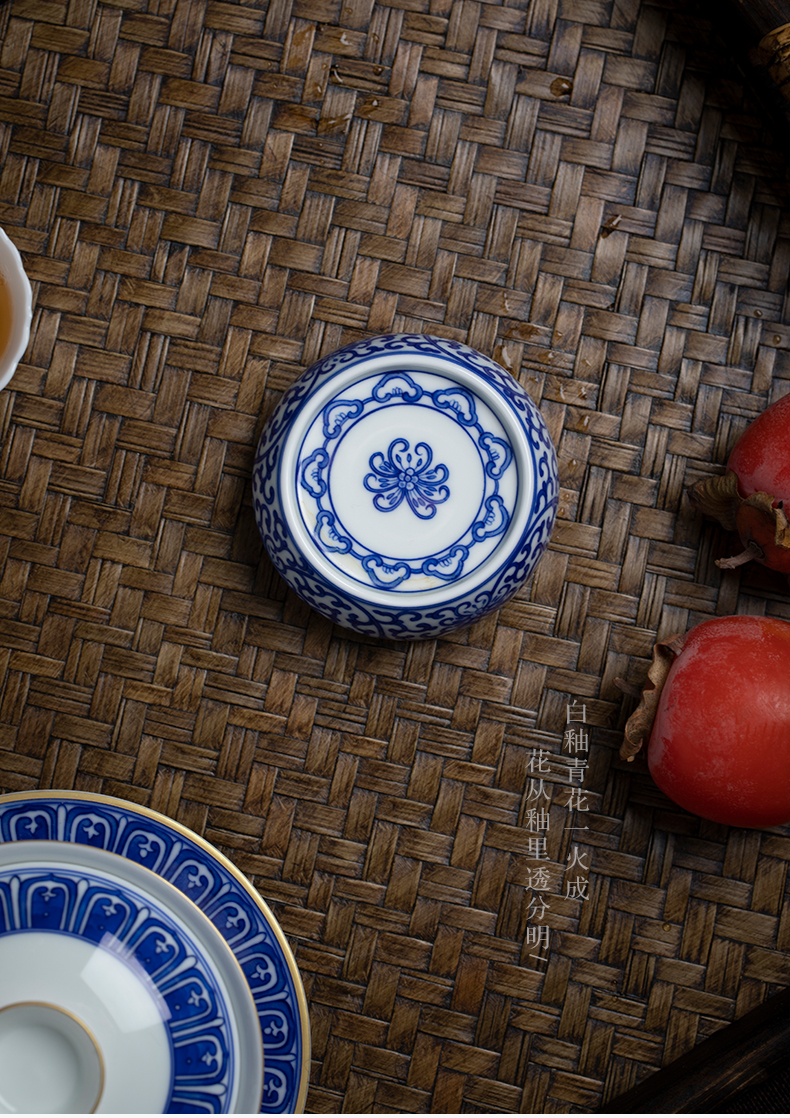 Cloud of jingdezhen blue and white manually operation bound branches cover buy antique cover frame lid kung fu tea taking with zero