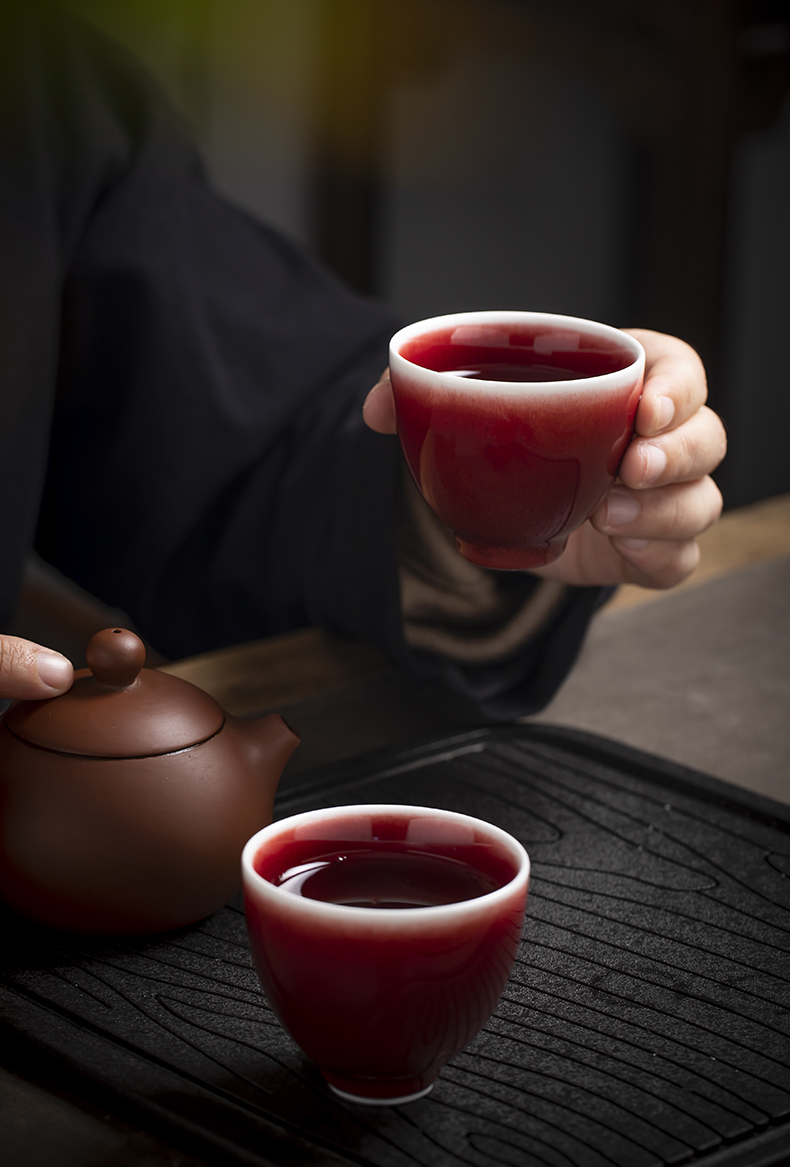 Cloud art of jingdezhen pure manual ruby red glaze ceramic sample tea cup master cup personal kung fu tea cups with CPU