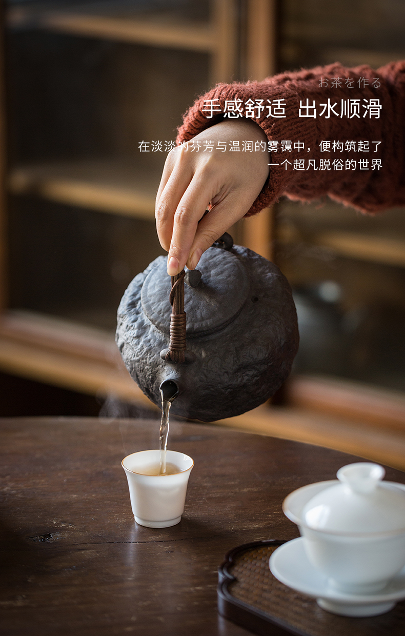 Cloud (coarse pottery pot of archaize girder creative manual jingdezhen ceramic old rock, prevent hot boiled tea, kungfu tea set