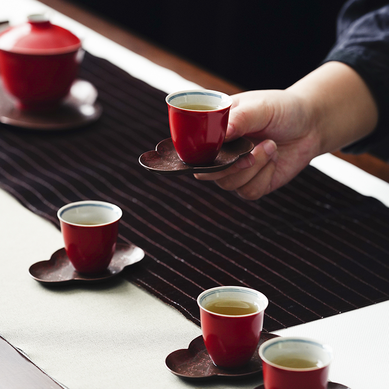 Cloud art of jingdezhen undressed ore cup sample tea cup coral red kung fu master cup single CPU ceramic tea cups