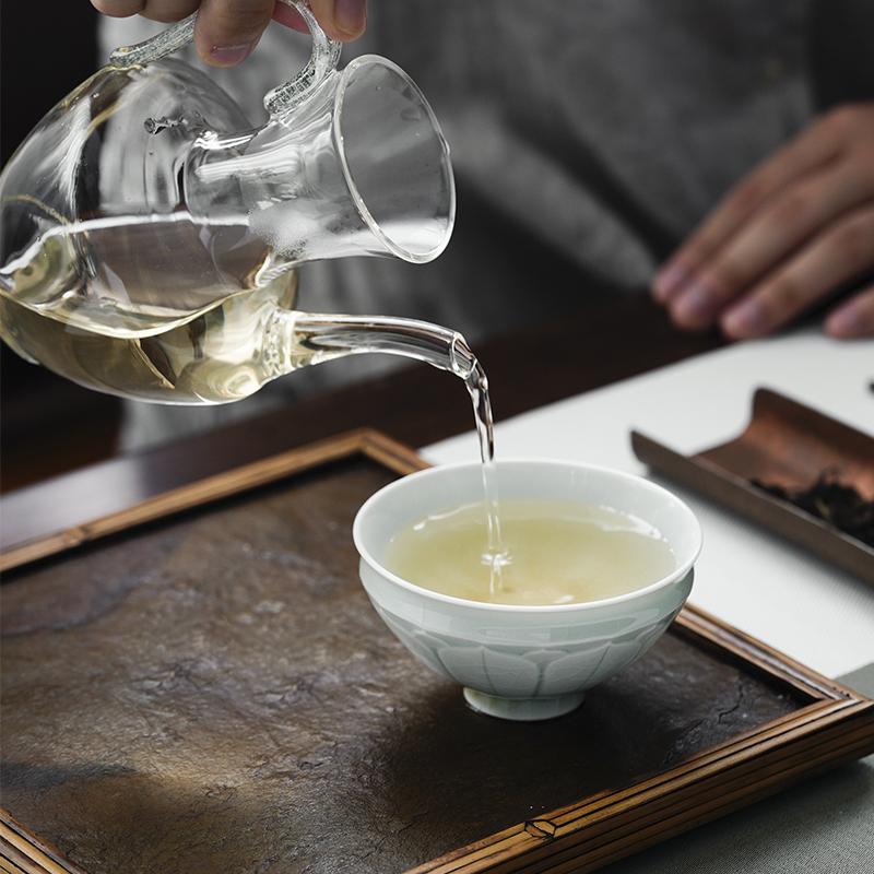 Cloud art of jingdezhen imitation song dynasty style typeface lotus lamp that ceramic its of single cup opening can raise the master cup kung fu tea set