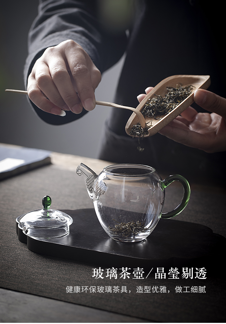 The Art of jingdezhen thickening clouds, heat - resistant glass teapot checking flower pot kung fu tea teapot