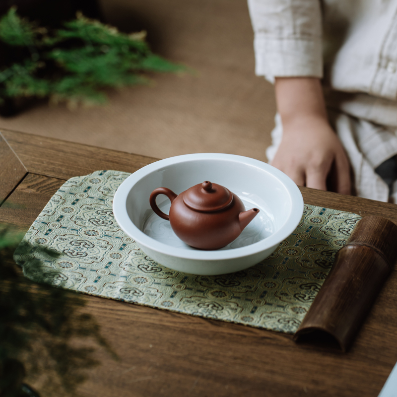 Jingdezhen left up Song Shiying green CiHu bearing hand cut tea tray was dry mercifully tea tray tea accessories