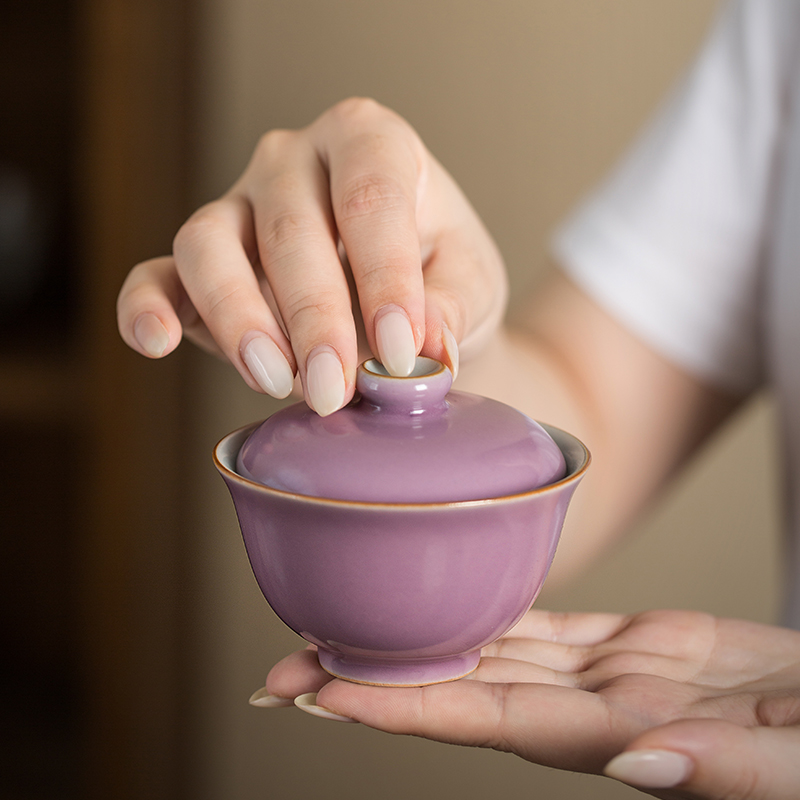 Cloud art of jingdezhen moran purple tureen high temperature color glaze ceramic cups a single tea bowl of kung fu tea set