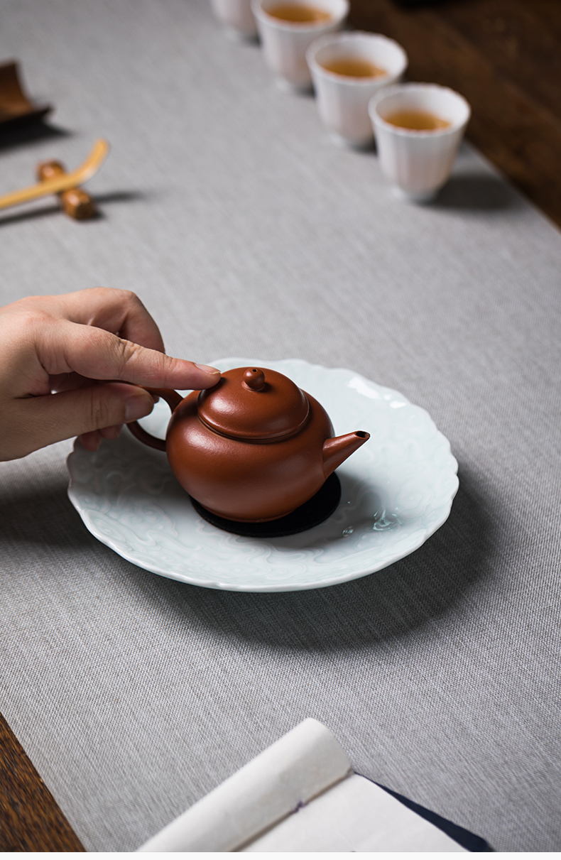 Cloud art of jingdezhen xiangyun crane carved by hand pot of bearing dry machine bed pan pot pot compote cup tea tray